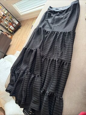 Tracy Reese Black Tiered Maxi Skirt